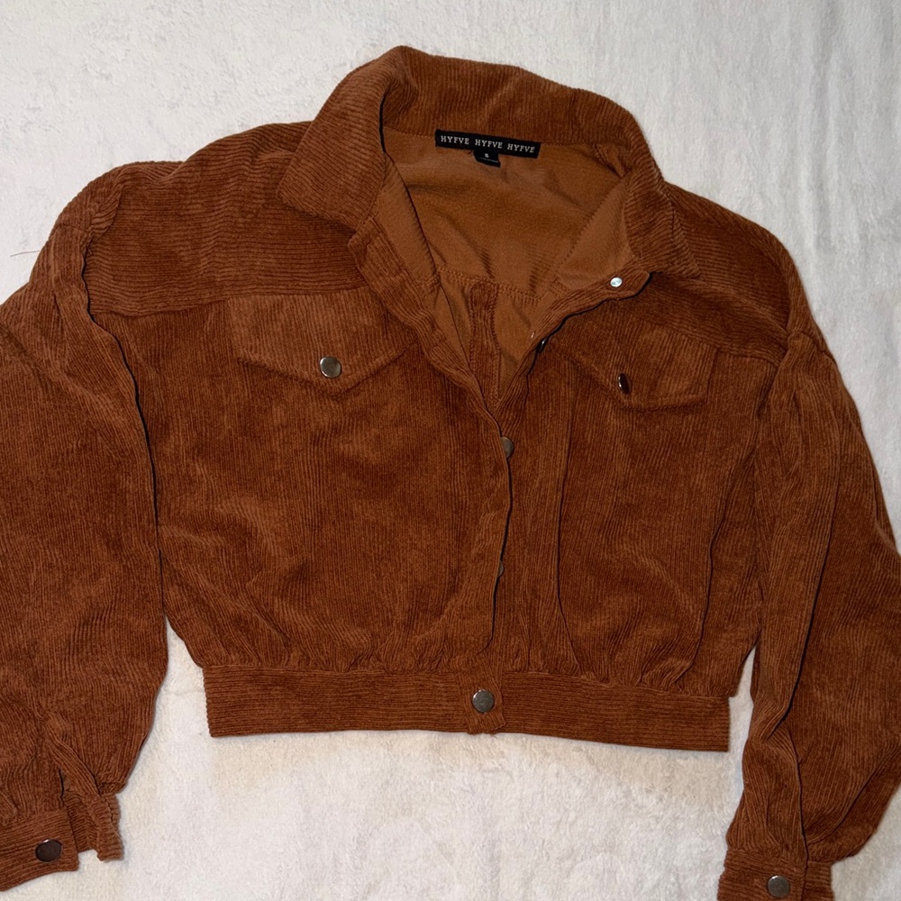 Brown Corduroy Cropped Jacket